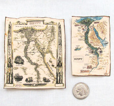 ANCIENT EGYPTIAN MAPS Miniature Dollhouse 1:12 Scale Papyrus 2 Pc
