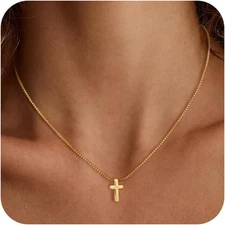 Cross Necklace for Women Silver/Gold Plated Cross Necklace Dainty Small Cross Pe