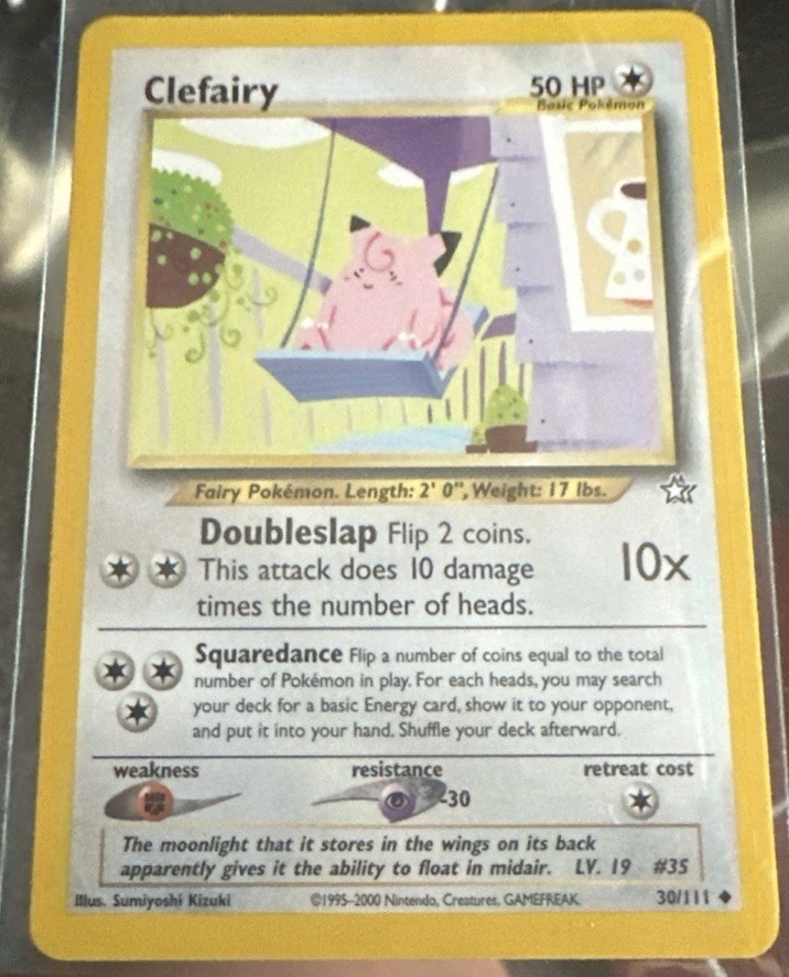 Clefairy Neo Genesis 1st Edition NM, 30/111 Pokemon Card SHARP CENTERING . NM/M