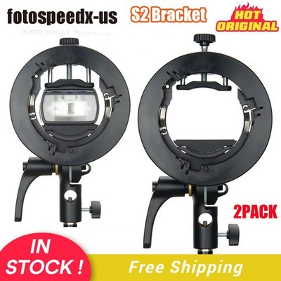 US 2*Godox S2 Flash Holder Bracket S-type Bowens Mount Lamp Fr Speedlite Softbox