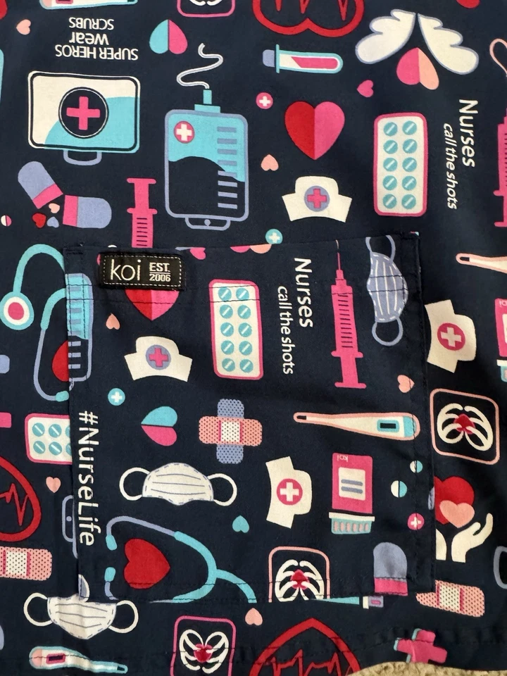 Women’s Koi Basics Nurses Scrubs Top Size L Supplies - Image 2 of 4