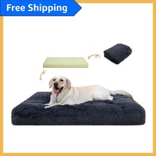 35x23  Plush Dog Bed - Removable Waterproof Cover, Anti-Skid Base