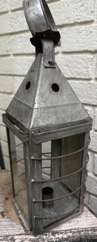 Vintage Nautical Metal Caged Wire Candle Lantern Hanging