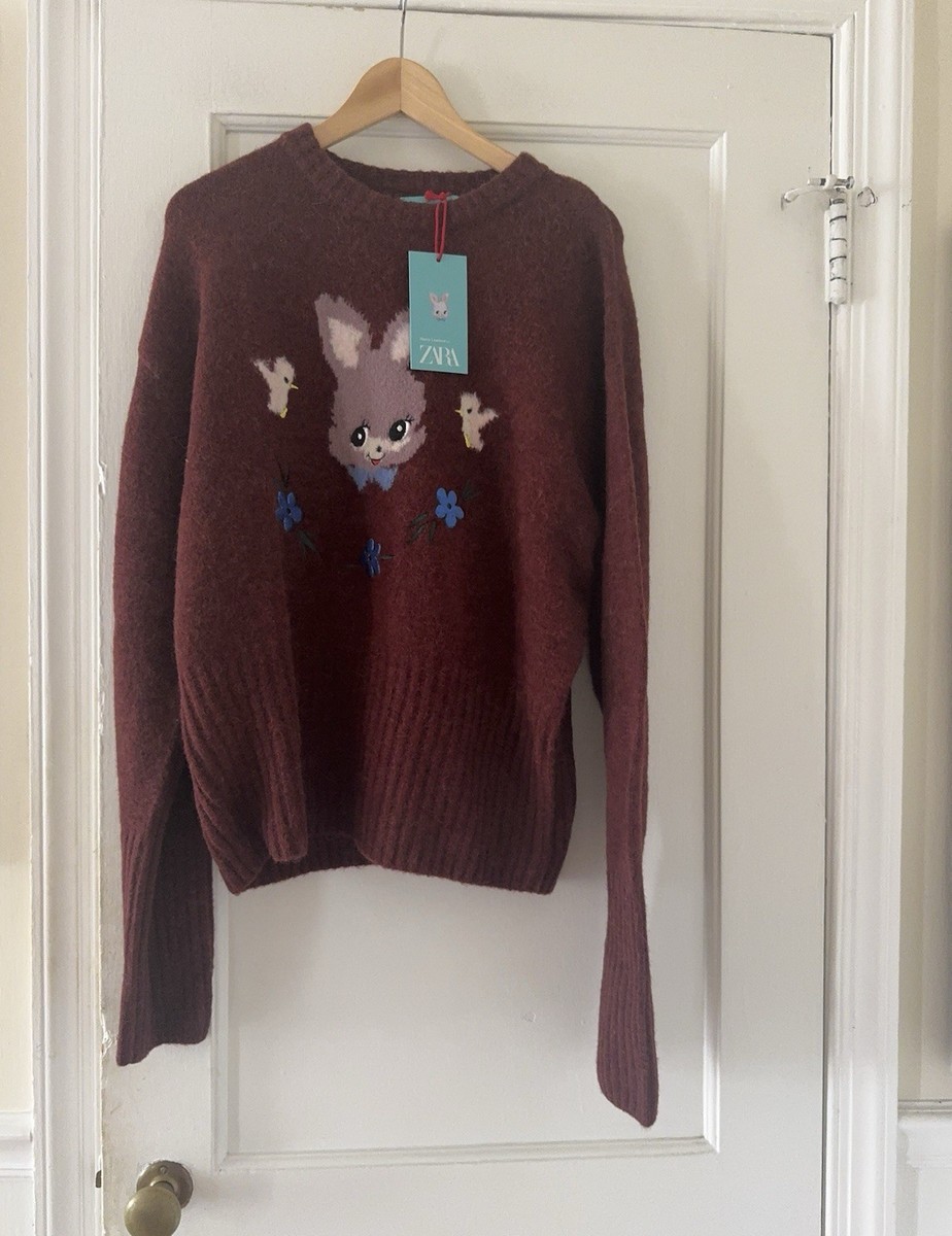 Zara Harry Lambert Intarsia Bunny Rabbit Sweater Unisex Size M