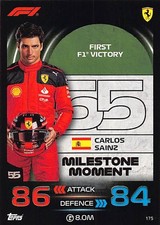 Topps Turbo Attax 23 F1 Base Milestone Moment Carlos Sainz #175
