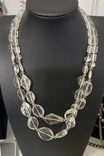 ROCK CRYSTAL QUARTZ Necklace VTG/ART DECO clear Faceted 925 Sterling Silver S-1