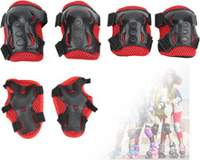 Knee Pad Elbow Pads Guards Protective Gear Set, Red, for 5-16 Years Kids/Youth/C