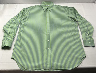 Maus & Hoffman Shirt Mens Size M Blue Green Vertical Stripe Button Down