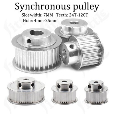 GT2M Zahnrad Pulley Riemenscheibe 24T-120T Zahnriemenrad Für 7mm Zahnriemen