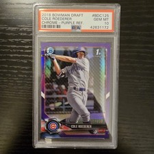 Cole Roederer 2018 Bowman Draft Chrome Purple Refractor #/250 PSA 10 Cubs 1st