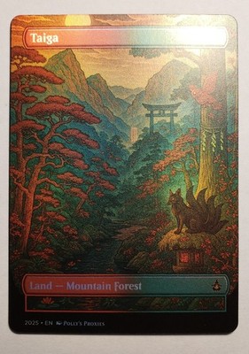 Taiga FOIL PROXY Card (MISCUT) Dual Land Custom Japanese Shrine Art Design