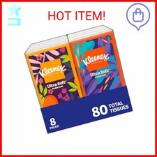 Kleenex On-The-Go Facial Tissues, 8 On-The-Go Packs, 10 Tissues per Box, 3-Ply 