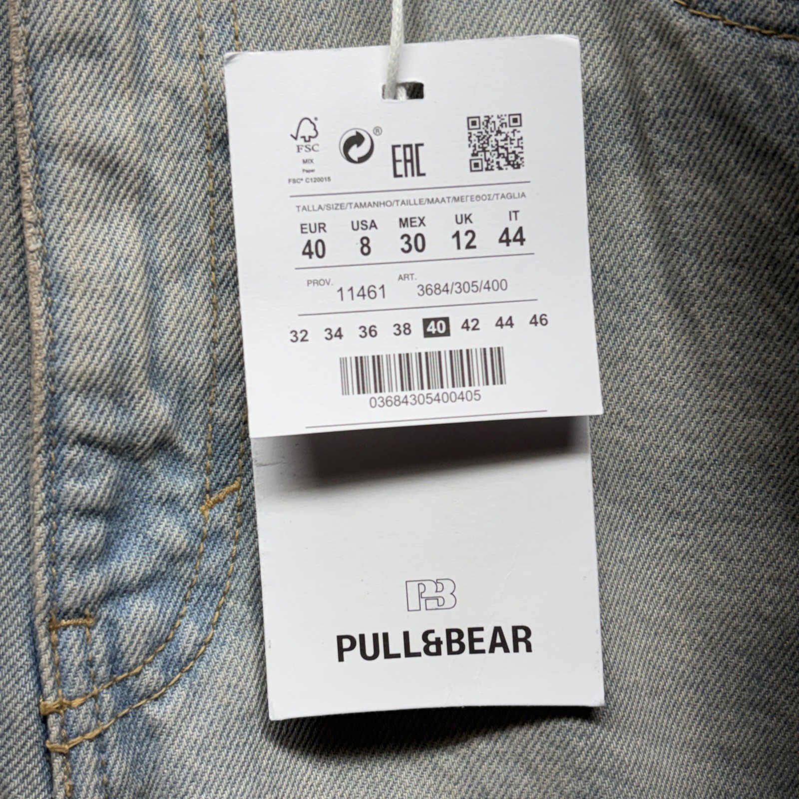 Pull & Bear Women’s 8  34x32 Wide-Leg Baggy Oversized Acid Wash Jeans Fringe NWT image 3