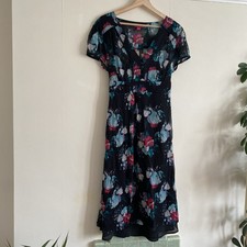 Monsoon Y2K Vintage Black Floral Fit And Flare Midi Length Dress UK14