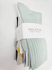 Gold Toe Women's 6-Pack Ribbed Crew Socks 4585S5, sock sizes 9-11