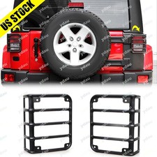 Black Steel Rear Guard Protectors Tail Lights Covers For 07-18 Jeep Wrangler Jk