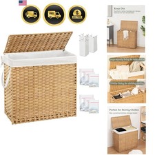 Laundry Hamper with Lid Laundry Basket 132 L PE Rattan Natural