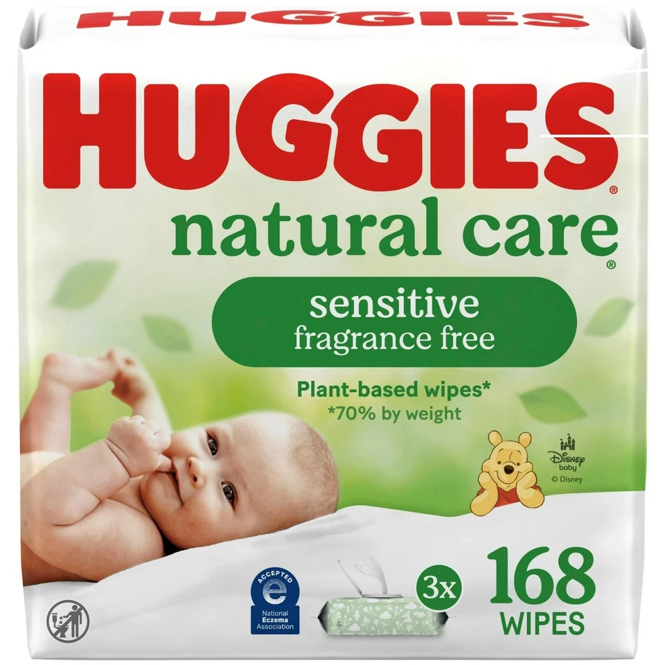 Toallitas para bebés Huggies Natural Care Sensitive sin perfume, paquete de 3, 168 toallitas en total Foto 2 de 4