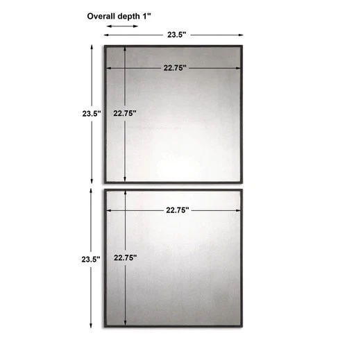 Matty Squares - 23.5 inch Square Mirror (Set of 2) - 23.5 inches wide by 1 - Picture 6 of 8