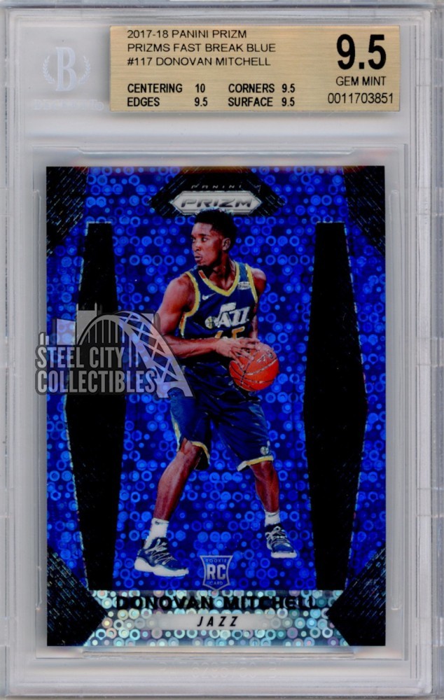 Donovan Mitchell 2017-18 Panini Prizm Fast Break Blue Rookie RC 171/175 BGS 9.5