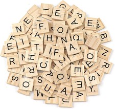 100 Pcs Wooden Letter Tiles For Crafts A-Z Capital Letters Wooden Spelling Tiles