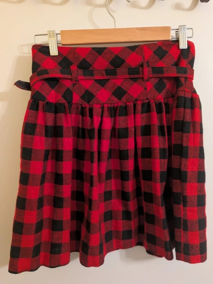 WET SEAL JUNIOR'S SMALL ZIP PLAID PUNK MINI SKIRT RED/BLACK Y2K Grunge Retro - Image 2 of 4