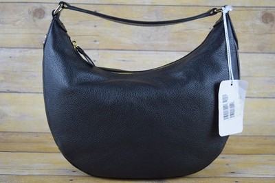 NWT Authentic JIMMY CHOO Grainy Leather Large Crossbody Hobo Bag Logo Black Gold