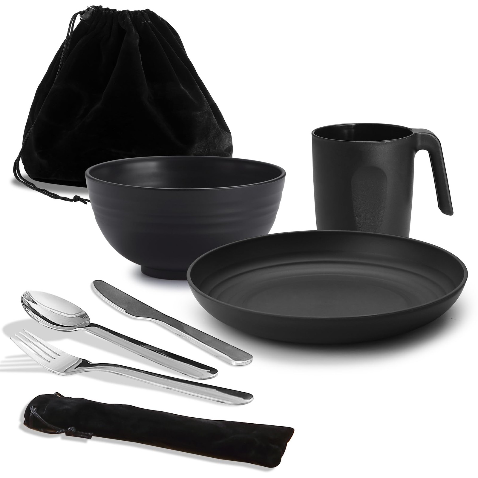 Ustensiles de camping légers et kit de vaisselle de voyage pour randonnée