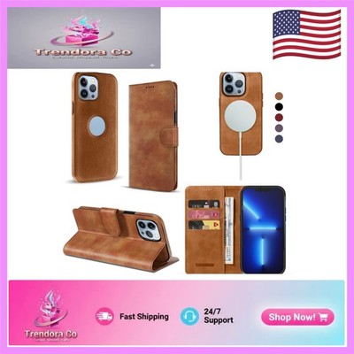 EMF Protection Leather Wallet Case for iPhone 13 Pro, Brown Elegance
