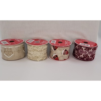 Celebrate It Christmas Wired Craft Ribbon 4 Spool Bundle ~ 2.5in x 20ft