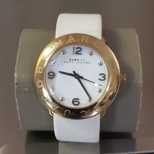 MARC BY MARC JACOBS Watch Women's Gold Tone White Leather Band Analog 36 mm
