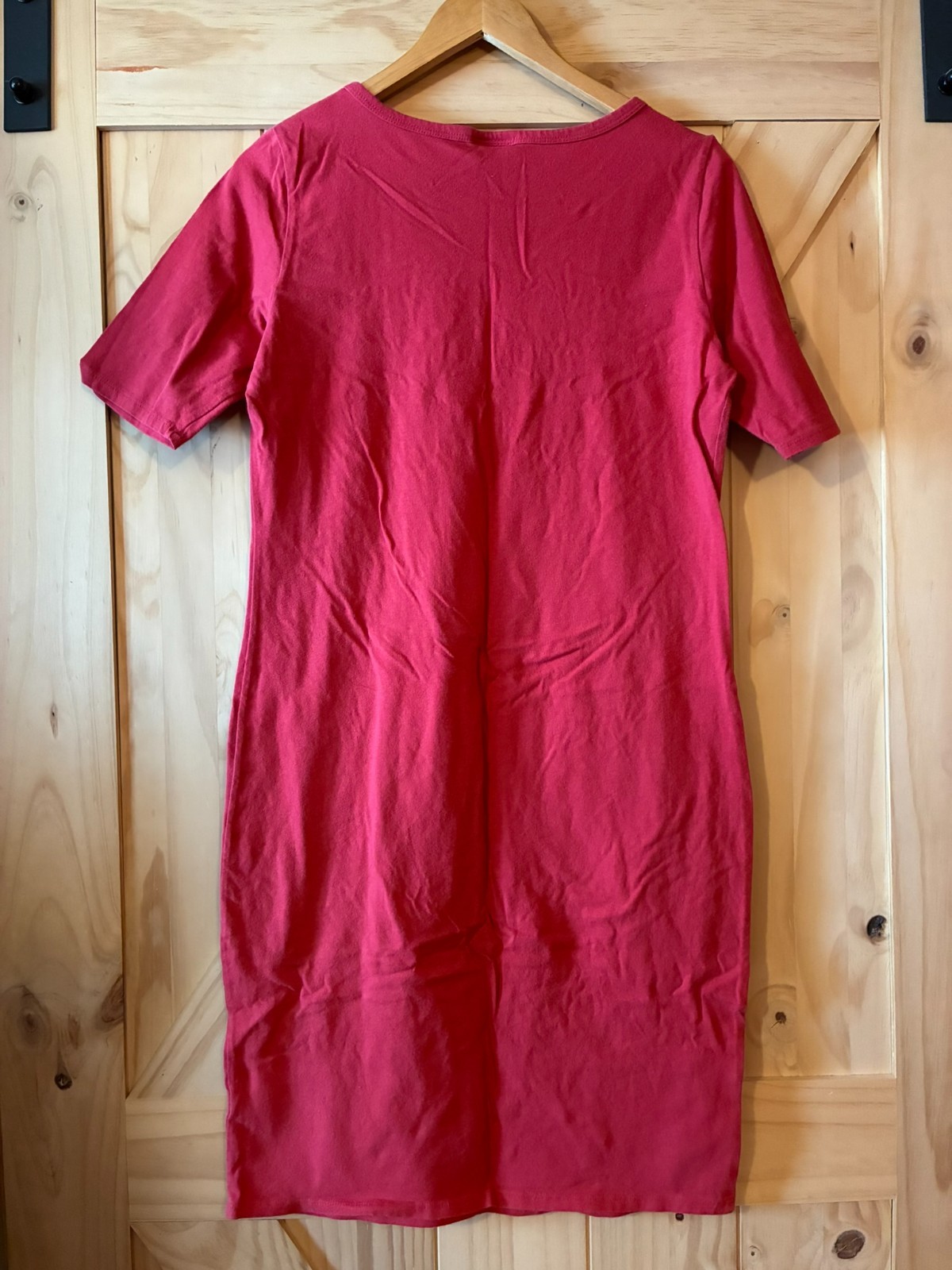 Lularoe Julia Bodycon Mid-length Solid Red Dress … - image 3