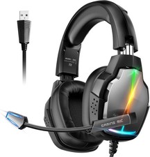 XW2 USB Gaming Headset for PC, 7.1 Surround Sound Gaming Headphones with Noise C