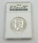 1965  50C  Kennedy Half Dollar  Anacs Ms64 SMS DD OVB & DD Rev  (513)