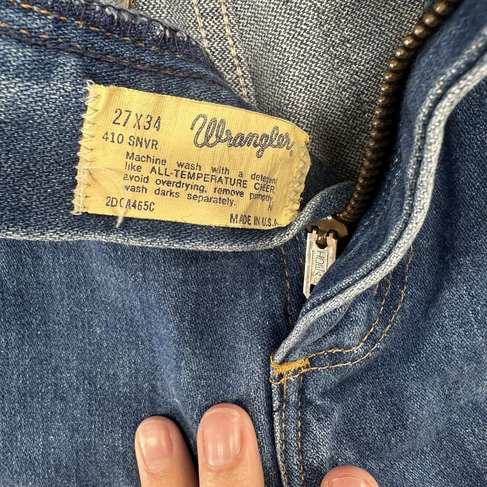 Jeans Wrangler de Colección Años 70 Para Hombres 27x34 RARO 410SNVR Calce Ajustado Western EE. UU. Vaquero Usado en Excelente Condición Foto 3 de 4