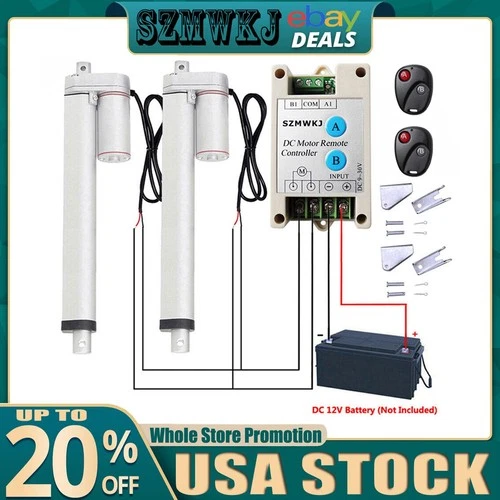 2 Dual Heavy Duty 330lbs Linear Actuator W/ Remote Control 12V Electric Motor AT