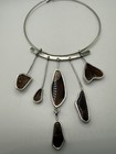 Vintage Sterling Silver Artisan Collar Necklace Agate Gems 53 Grams Not Scrap NR — photo 7