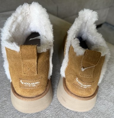 Koolaburra by UGG Women s Suede Faux Fur Lined Slip-On Bootie Slipper 9