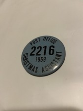 USPS Post Office 1969 Christmas Assistant pin back button Rare Vintage