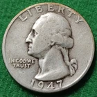 1947 D Silver Washington Quarter
