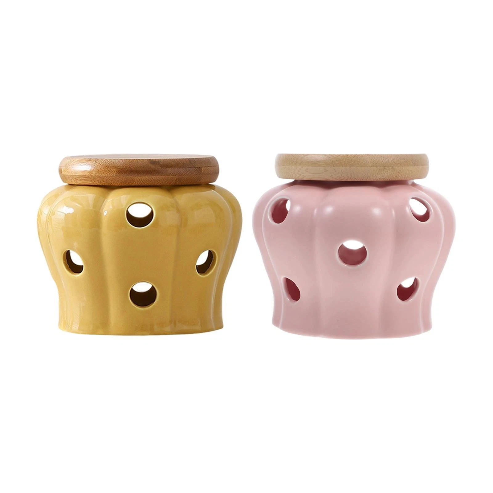 Garlic Keeper Garlic Holder Canister Cellar Pot Creative with Holes Round for