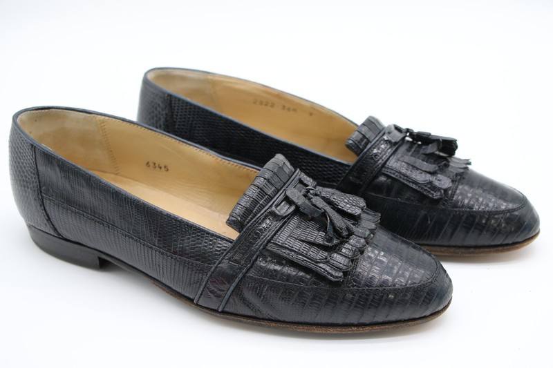 Michele Olivieri Black Crocodile Leather Loafers - Men's Size 9M/ EU 42