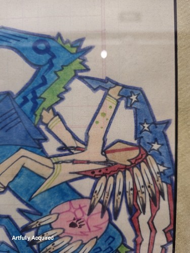 Native American Ledger Art by Quentin Maldonado 2012 Lakota Indian Art Framed - Picture 18 of 24