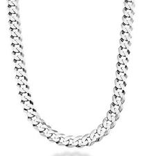 Sterling Silver Rhodium Plated Curb Chain Necklace, 11.5mm, 24"