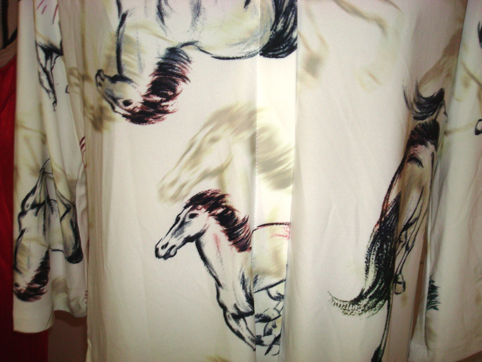 New Womens Attitudes by Renee Shirt Polo Dress SP Small Petite Horses White Blac image 4