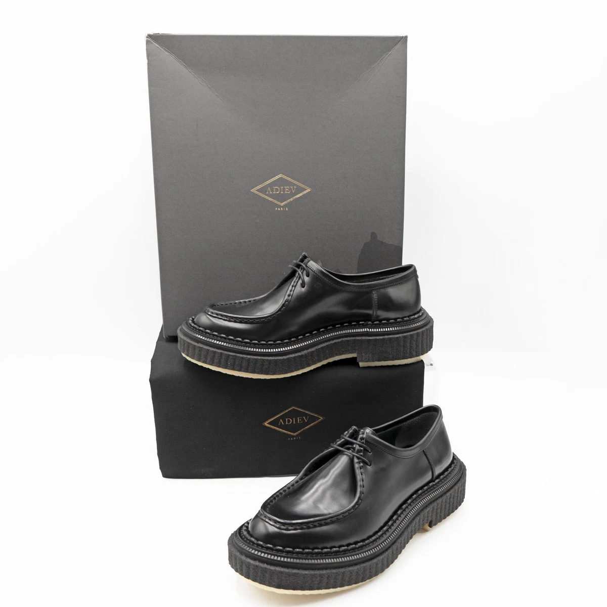Adieu Paris Mens Shoes Black Leather Type 153 Derby Lace Up UK 7