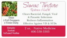 Sumac Tincture: Cleans Blood of Inflammations, Nasty Infections & Parasites.