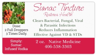 Sumac Tincture: Cleans Blood of Inflammations, Nasty Infections & Parasites.