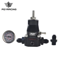 AN6 Gauge Black Universal Aluminum Adjustable Fuel Pressure Regulator Kit 