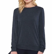 Matty M Top Size S Women's Long Sleeve Side Zipper Scoop Neck Charcoal